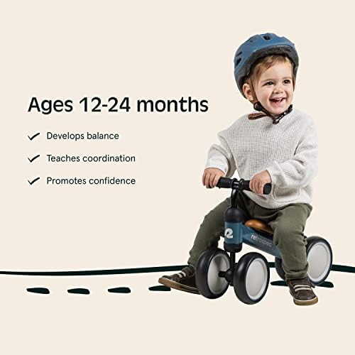 Retrospec Cricket Baby Walker Balance Bike with 4 Wheels for Ages 12-24 Months - Baby Toys & Toddler Toys for 1 Year Olds - Ride On Bicycle - Boys & Girls