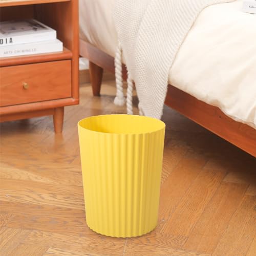 JiatuA Small Trash Can Plastic Wastebasket Round Garbage Container Bin for Bathroom, Kitchen, Bedroom, Home Office, College Dorm, Yellow