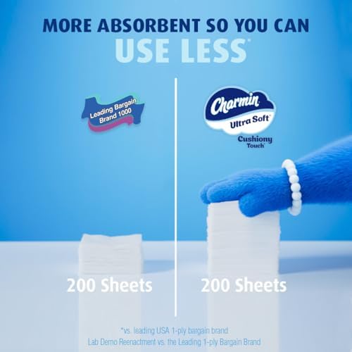 Charmin Toilet Paper Ultra Soft Cushiony Touch, 18 Family Mega XL Rolls = 126 Regular Rolls