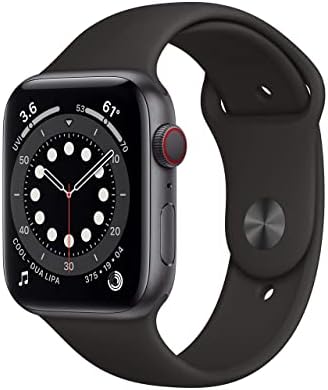 Apple Watch Series 6 (GPS + Cellular, 44mm) - Space Gray Aluminum Case with Black Sport Band (Renewed)