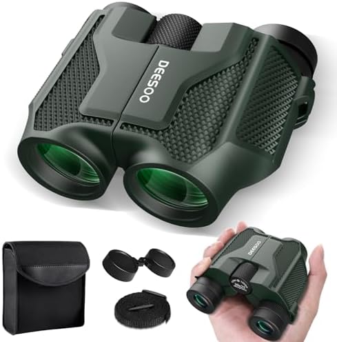 Compact Binoculars for Adults and Kids - Deesoo 20x25 Mini Lightweight High Powered Binocular for Bird Watching - Easy Focus Small Pocket Binoculars for Travel Concert Hunting Hiking