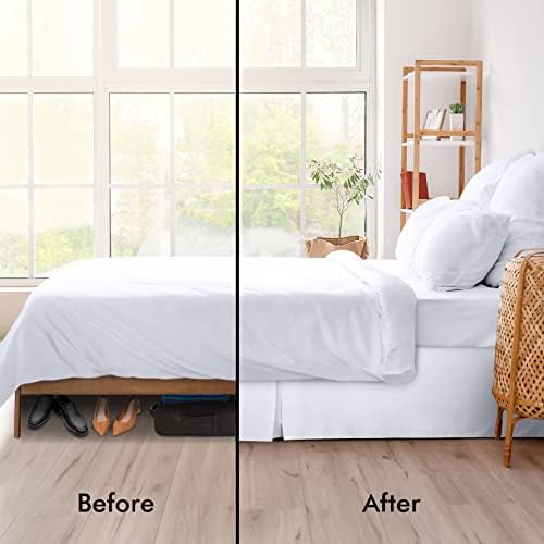 Utopia Bedding Queen Bed Skirt - 20 Pack - Soft Quadruple Pleated Ruffle - Easy Fit with 16 Inch Tailored Drop - Hotel & B&B Quality, Shrinkage and Fade Resistant (Queen, White)