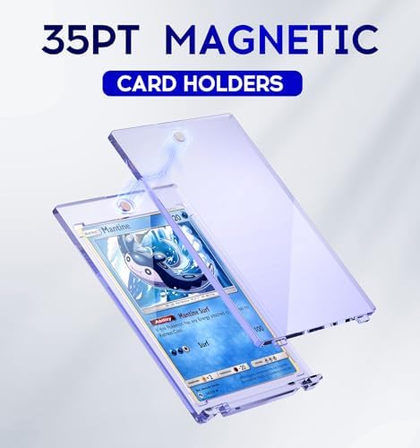 100ct Magnetic Card Holder, 35pt One Touch Card Holder, U-V Protectors Hard Plastic for Trading Cards, Magnet Case, Sports, Game, Football, Baseball Cards Holder