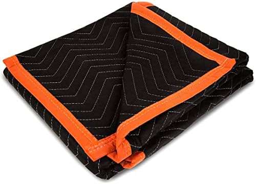 Simpli-Magic Heavy Duty Padded Moving Blankets (12 Pack),Black/Orange
