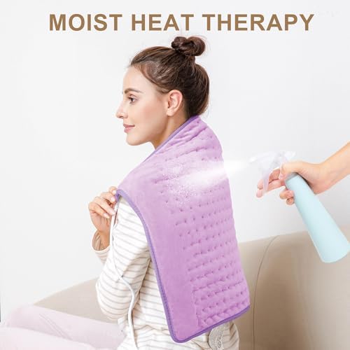Heating Pad-Electric Heating Pads for Back,Neck,Abdomen,Moist Heated Pad for Shoulder,Pain Relieve,Dry&Moist Heat & Auto Shut Off(Lavender, 20''×24'')