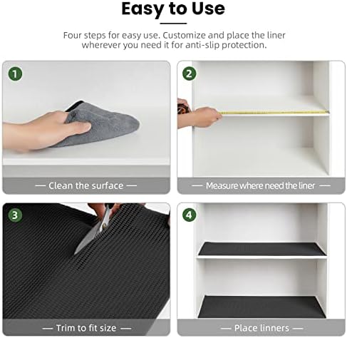 BAGAIL Drawer and Shelf Liner, 17.5 in X 20 Ft Non-Adhesive Shelf Liners for Kitchen Cabinets, Thick Strong Grip Liners for Desk, Shelves, Bathroom Drawers, Cabinet Protection - Black