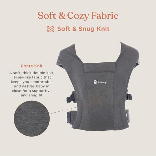 Ergobaby Embrace Baby Carrier Newborn to Toddler - Breathable Baby Carriers for Summer - Cozy Essentials (7-25 Pounds), Ponte Knit, Cream