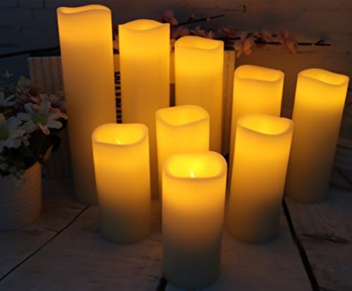 Vinkor Flameless Candles Battery Operated Candles Real Wax Pillar LED Candles with 10-Key Remote and Cycling 24 Hours Timer (Ivory 4" 5" 6" 7" 8" 9")