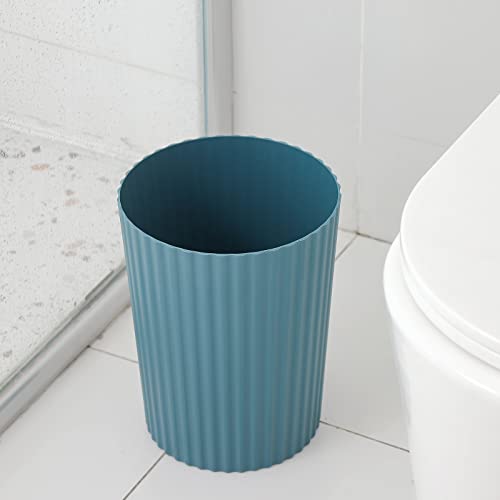 JiatuA Small Trash Can Plastic Wastebasket Round Garbage Container Bin for Bathroom, Kitchen, Bedroom, Home Office, College Dorm, Teal Blue