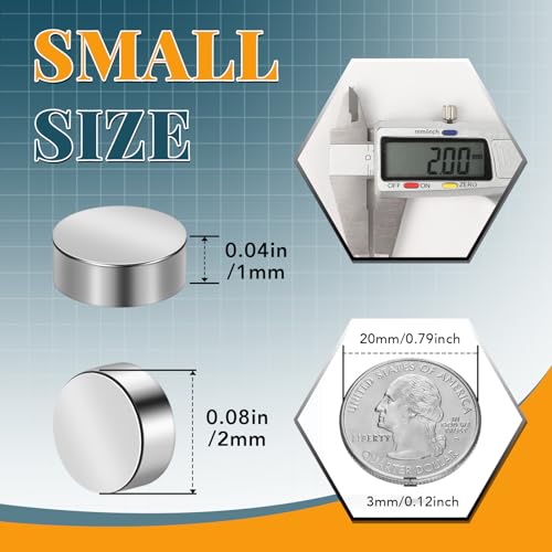 2000 Pack Small Magnets, 2x1mm Refrigerator Magnets Rare Earth Magnet Neodymium Magnet for Crafts, Whiteboard, Kitchen Cabinet