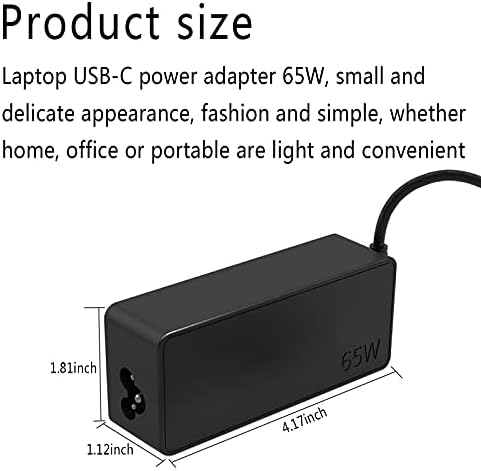 USB-C 65W 45W AC Replacement Charger Compatible with Lenovo ThinkPad T480 T490 T580 ADLX65YDC2A ADLX65YLC2D ADLX65YDC3A ADLX65YDC2D chromebook 2nd Gen S330 65W Laptop Power Supply Adapter Cord