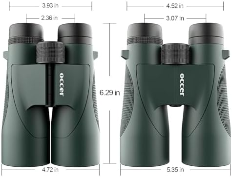 occer 12x50 Bird Watching Binoculars for Adults - High Powered Binoculars with Clear Large Image - Easy Focus HD Binocular with Long Range for Cruise Trip Hunting Travel Concert Stargazing,Green
