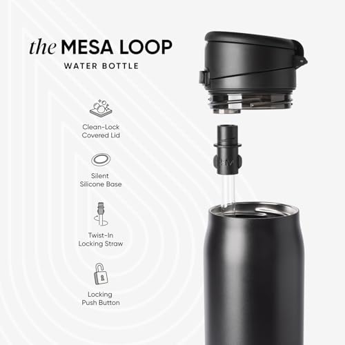 Simple Modern Mesa Loop Water Bottle with Straw | 24oz Cup Holder Friendly Insulated Stainless Steel Bottles for Travel, Sports and School | Neptune
