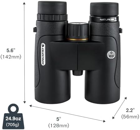 Celestron–Nature DX ED 10x42 Premium Binoculars –Extra-Low Dispersion Objective Lenses –Outdoor and Birding Binocular–Fully Multi-Coated with BaK-4 Prisms–Rubber Armored – Fog & Waterproof Binoculars
