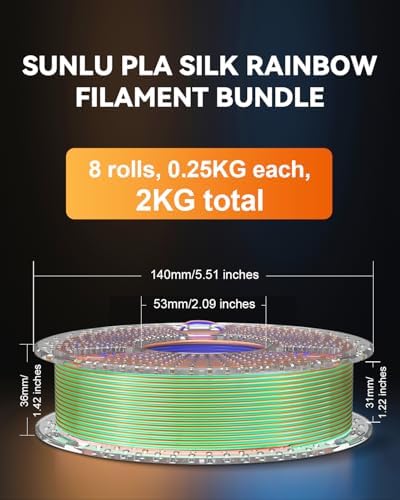 SUNLU 3D Printer Filament Bundle, Individually Vacuum Packed, Quadruple Color Silk Filament*4, PLA Silk Filament*4, 250g Spool, 2kg Total
