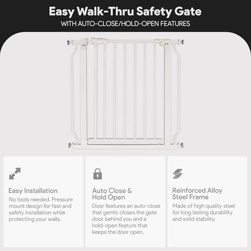 BalanceFrom Walk Thru Safety Gate for Baby and Pets, Doorways, Stairways, Hallways, Fits 29.1-33.8 Inch Openings, 36 Inch Height, Graphite