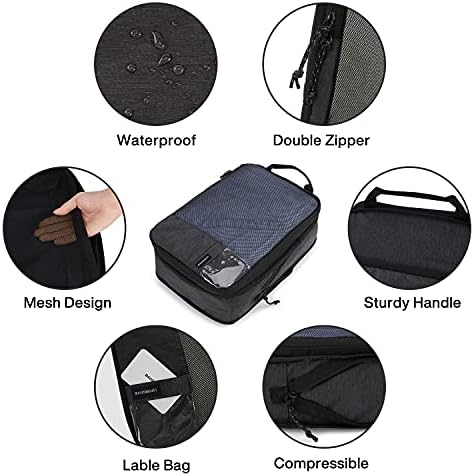 BAGSMART 6 Set Compression Packing Cubes - Lightweight Travel Essentials, Durable Luggage Organizer