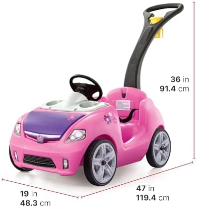 Step2 Whisper Ride II Ride On Push Toy Car, Pink – Ride On Car with Included Seat Belt, Easy Storage and Transport, Makes a Great Stroller Alternative
