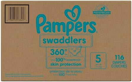 Pampers Diapers - Swaddlers 360 - Size 5, 116 Count, for up to 100% Leakproof Premium Skin Protection (Packaging May Vary)