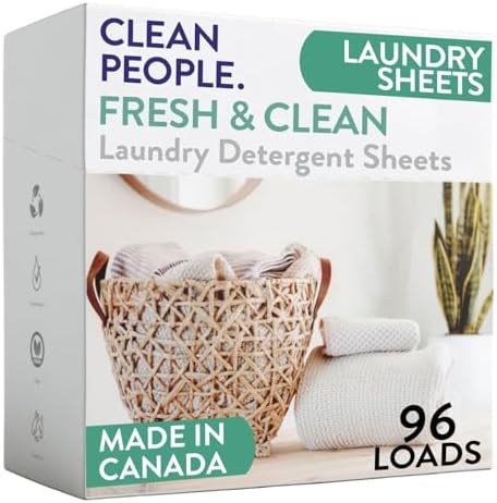 The Clean People Laundry Detergent Sheets - Laundry Soap - Ultra Concentrated, Recyclable Packaging, Stain Fighting - Fresh Scent, 96 Pack