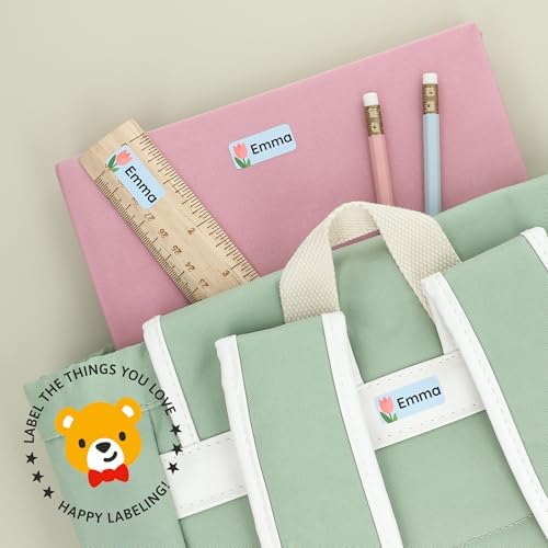 โ Personalized Name Labels for Kids (120) โ Waterproof & Durable Stickers for Clothing, School & Daycare Items - Flowers