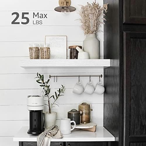QEEIG White Bathroom Floating Shelves for Wall Shelf Over Toilet Wall Mounted Farmhouse Small 16 inch Set of 2 (008-40W)