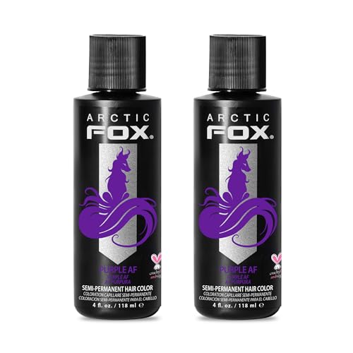 Arctic Fox Semi-Permanent Hair Dye, Vegan & Cruelty-Free, Conditioning, Ammonia-Free, Long Lasting, Purple AF, For All Hair Types, 4 Fl Oz (Pack of 2)