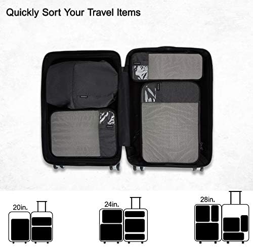 BAGSMART 6 Set Compression Packing Cubes - Lightweight Travel Essentials, Durable Luggage Organizer