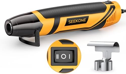 SEEKONE Mini Heat Gun, 350W 2-Temp Settings 500℉ & 842℉(260℃& 450℃) Fast Heat Hot Air Gun Tool with Reflector Nozzle and 4.9Ft Long Cable Overload Protection for Crafting, Vinyl Wrap and Shrink Tubing
