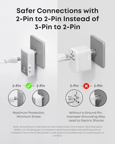 Anker Nano Travel Adapter, 5-Port Power Adapter with 1 AC, 2 USB-A, and 2 USB-C Ports, Smart Temperature Control, Compatible with Over 200 Countries, Ideal for Travel (1-Pack) (White)