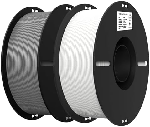 Creality 3D Printer Filament, PLA Filament 1.75mm Bundle for 3D Printing, Ender PLA Filament 3D Printers, No-Tangling, Strong Bonding & Overhang Performance, Accuracy +/- 0.02mm (White & Grey 2-Pack)