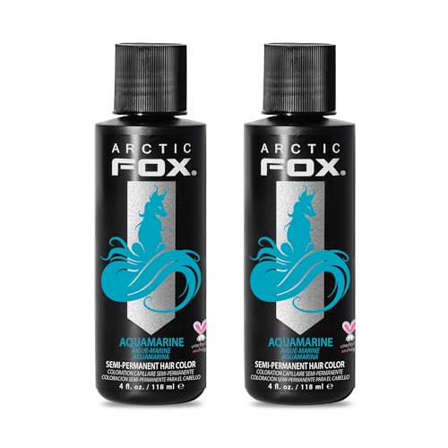 Arctic Fox Semi-Permanent Hair Dye, Vegan & Cruelty-Free, Conditioning, Ammonia-Free, Peroxide-Free, Aquamarine Blue, Vibrant Color for All Hair Types, 4 Fl Oz (Pack of 2)