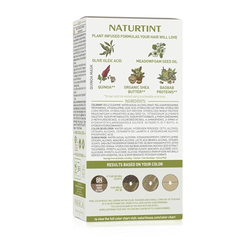 Naturtint 8N Wheat Germ Blonde Permanent Hair Color (Pack of 6), Ammonia Free, Vegan, Cruelty Free, up to 100% Gray Coverage, Long Lasting Results (Packaging may vary)