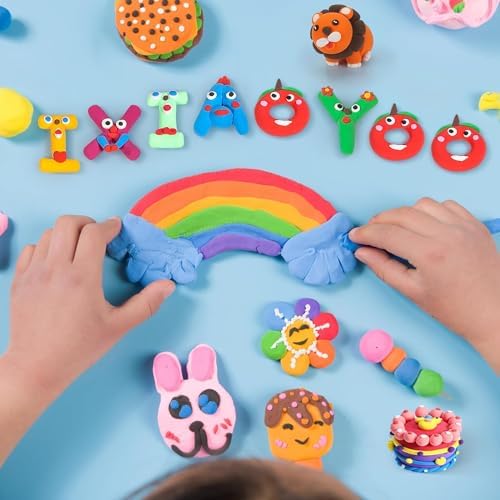 Air Dry Clay, Modelling Clay for Kids, 64 Colors DIY Molding Magic Clay for with Tools, Soft & Non-Sticky, Toys Gifts for Age 3 4 5 6 7 8+ Years Old Boys Girls Kids