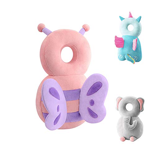 JunNeng Baby Head Protector Backpack, Toddler Walking Fall Head Protection, Pink Butterfly