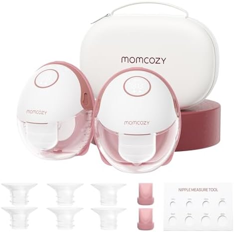 Momcozy Breast Pump Hands Free Mobile Style | M6, Wearable Breastfeeding Pump Ideal Rhythm for More Milk, DoubleFit Flange More Fit & Discreet with 3 Modes & 9 Levels, 24mm - 2 Pack Cozy Red