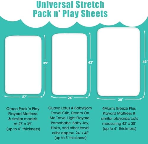 Pack n Play Sheets, BROLEX 2 Pack Mini Crib Sheets,Stretchy Portable Fitted Playard Sheet Set, Convertible Playard Mattress Cover,Ultra Soft Breathable Material,Elephant Rabbit