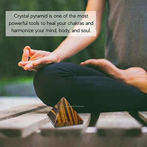 Amazing Gemstone Tiger Eye Pyramid Crystal Healing Stones - 2" Great Pyramid Figurine of Natural Stone Pyramid for Meditation, Reiki, Chakra Balancing and Crystal Pyramids Grid