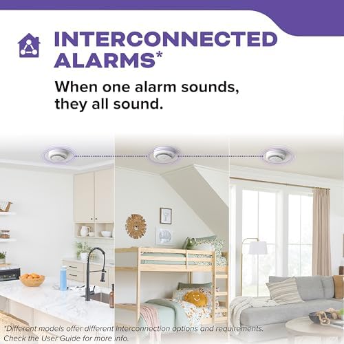 Kidde Hardwired Smoke & Carbon Monoxide Detector, 10-Year Battery Backup, Voice Alerts, Interconnectable LED Warning Light Indicators, 4 Pack