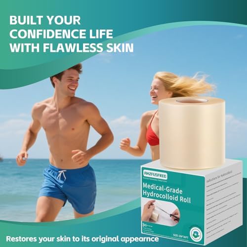 Upadated Hydrocolloid Bandages,2in*5ft Hydrocolloid Roll for Wound Care,Medical-Grade Hydrocolloid Patch Bandages with Self-Adhesive, Flexible & Waterproof DIY Size & Shape (2in*16ft)
