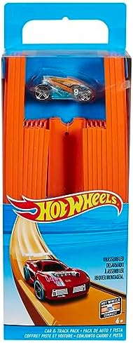 Hot Wheels Toy Car Straight Track Set with 37 Component Building Parts & 1:64 Scale Vehicle (Amazon Exclusive)