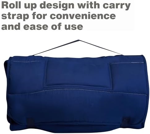 EVERYDAY KIDS Nap Mat with Removable Pillow - Navy - Carry Handle with Straps Closure, Rollup Design, Soft Microfiber for Preschool, Daycare, Travel Sleeping Bag - Ages 3-6 Years