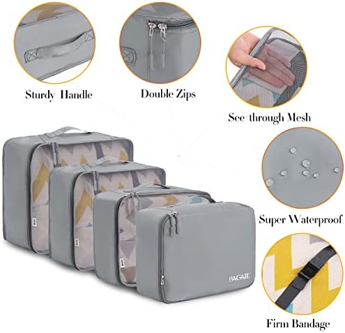 BAGAIL 8 Set Packing Cubes Luggage Packing Organizers for Travel Accessories-Pewter Color