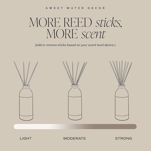 Sweet Water Decor Non-Toxic Cashmere and Vanilla Reed Diffuser Set, Cashmere, Sandalwood, Milky Coconut, Bourbon Vanilla Scented Diffuser for Home, Light Fragrance, Made in the USA, 3.5 FL OZ