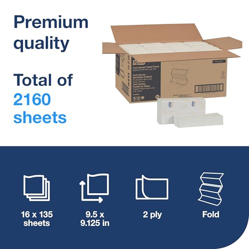 Tork Soft Xpress Multifold Paper Hand Towels White, H2 System Compatible 16 Packs X 135 Towels Each (MB579)