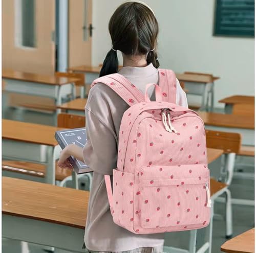 School Backpack for Teen Girls Bookbags Elementary High School Corduroy Laptop Bags Women Travel Daypacks