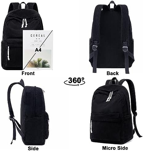 School Backpack for Teen Girls Bookbags Elementary High School Corduroy Laptop Bags Women Travel Daypacks