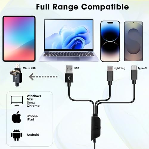 Ninyoon Full HD 1080P USB Digital Microscope Camera for iPhone iPad Android PC, 50-1000X High Definition Portable Handheld Microscope with Light for Coin Plants Trichome Soldering Skin Scalp