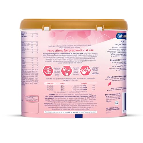 Enfamil A.R. Baby Formula, Added Rice Starch Formula to Reduce Reflux & Spit-Up, DHA for Brain Development, Probiotics to Support Digestive & Immune Health, Baby Milk, 19.5 Oz
