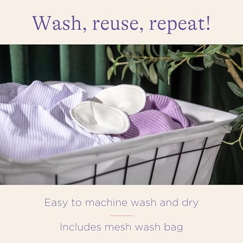 Lansinoh Washable Nursing Pads, Made with Organic Bamboo Viscose, Reusable Breast Pads for Breastfeeding with Wash Bag, Breastfeeding Essentials, 10 Count (Pack of 2)